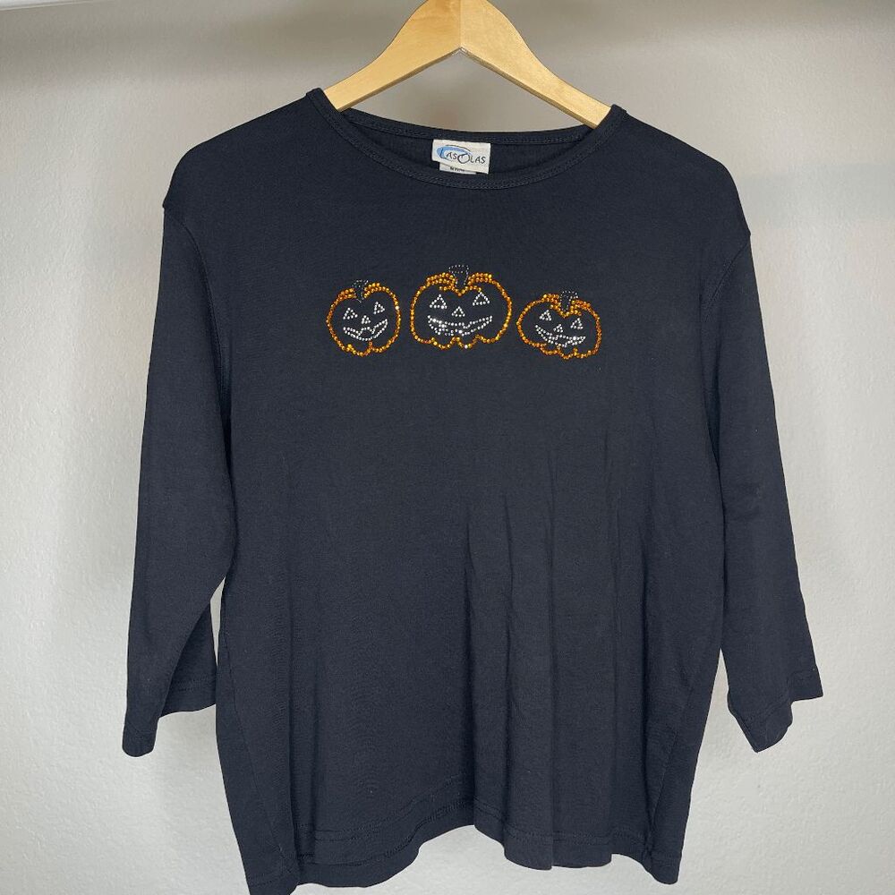 Vintage Black Halloween Pumpkin Fall‎ Shirt